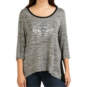 Harley-Davidson Women's Black and Gray Asymmetrical Tunic XL